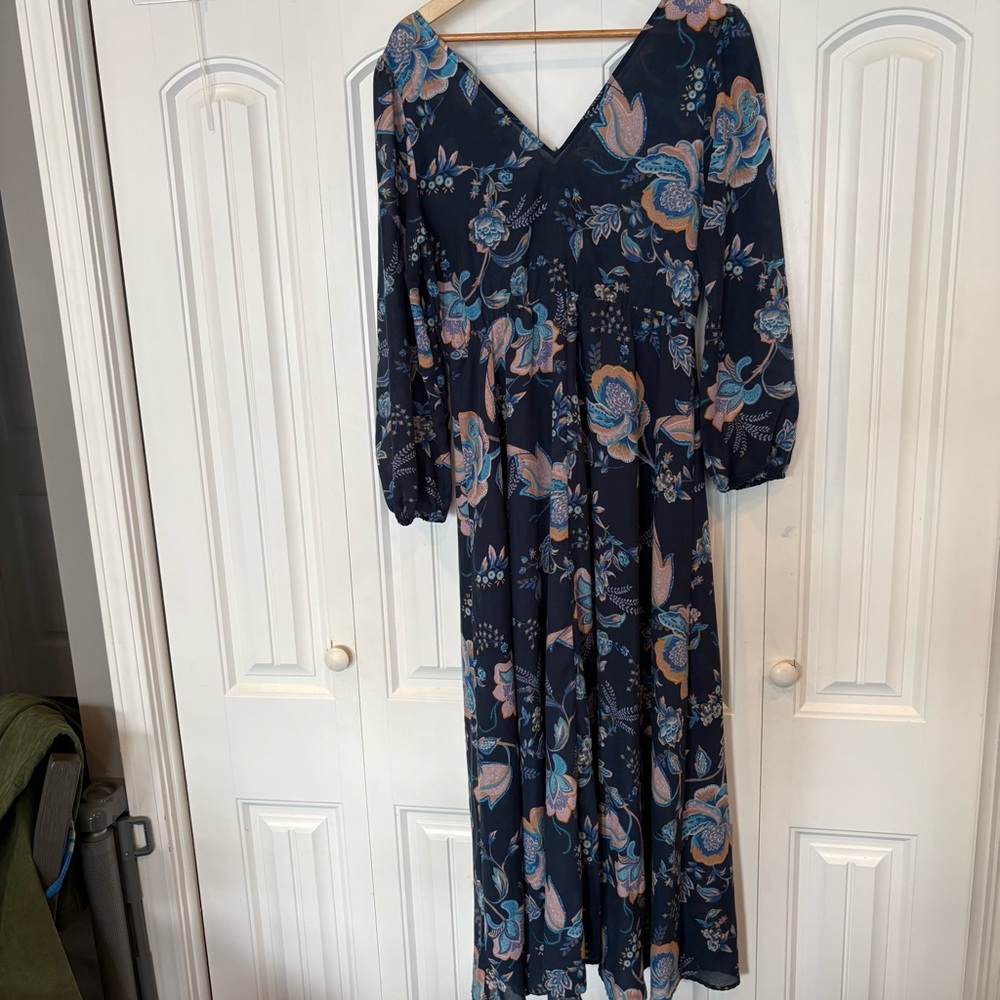 H&M Blue Floral Midi Dress Size 6‎ - Picture 2 of 12
